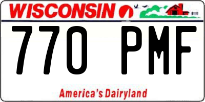 WI license plate 770PMF