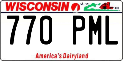 WI license plate 770PML