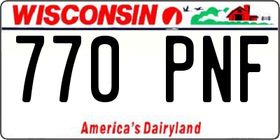 WI license plate 770PNF