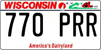 WI license plate 770PRR