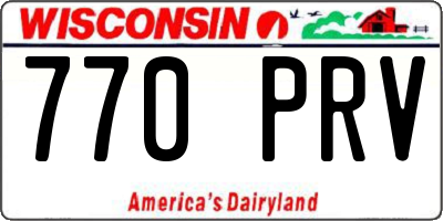 WI license plate 770PRV