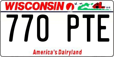 WI license plate 770PTE