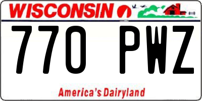 WI license plate 770PWZ