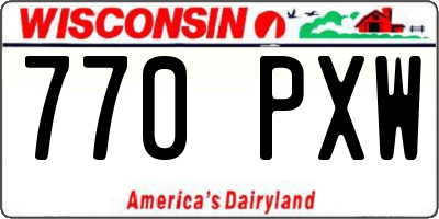 WI license plate 770PXW