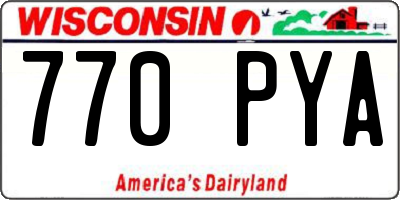 WI license plate 770PYA