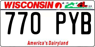 WI license plate 770PYB