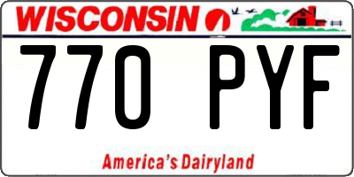WI license plate 770PYF