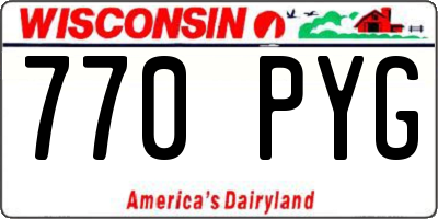 WI license plate 770PYG