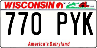 WI license plate 770PYK