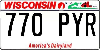 WI license plate 770PYR