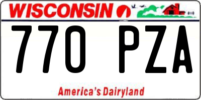 WI license plate 770PZA