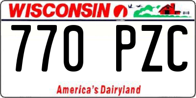 WI license plate 770PZC