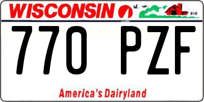 WI license plate 770PZF