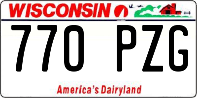 WI license plate 770PZG