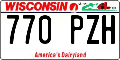 WI license plate 770PZH