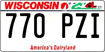 WI license plate 770PZI