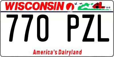 WI license plate 770PZL