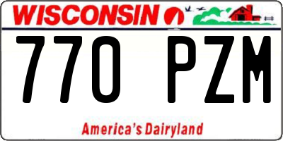 WI license plate 770PZM