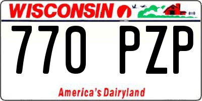 WI license plate 770PZP