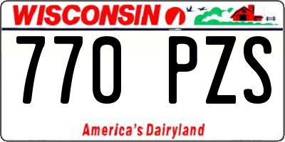 WI license plate 770PZS