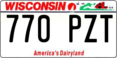 WI license plate 770PZT