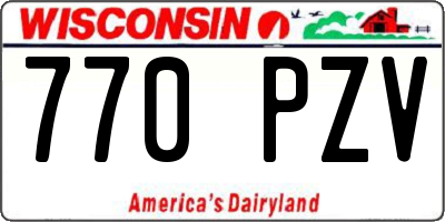 WI license plate 770PZV