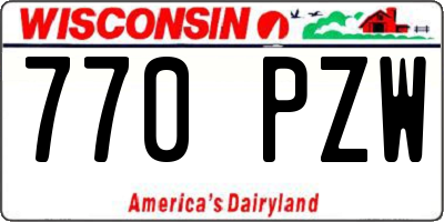 WI license plate 770PZW