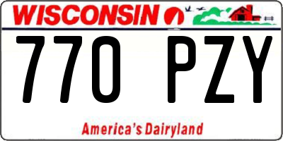 WI license plate 770PZY