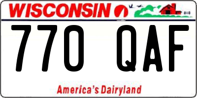 WI license plate 770QAF
