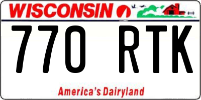 WI license plate 770RTK