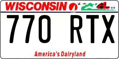 WI license plate 770RTX