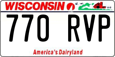 WI license plate 770RVP