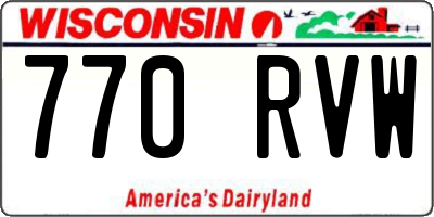 WI license plate 770RVW