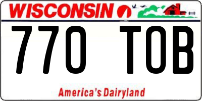 WI license plate 770TOB