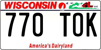 WI license plate 770TOK