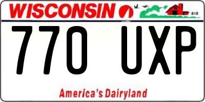 WI license plate 770UXP