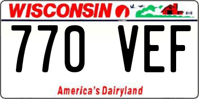WI license plate 770VEF