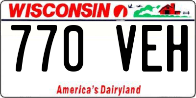WI license plate 770VEH