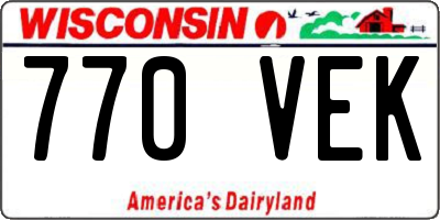 WI license plate 770VEK