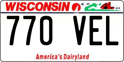 WI license plate 770VEL