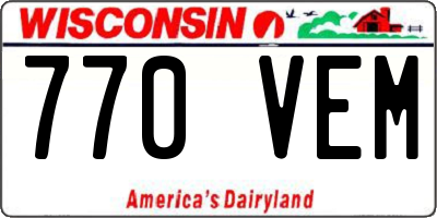 WI license plate 770VEM