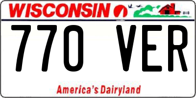 WI license plate 770VER