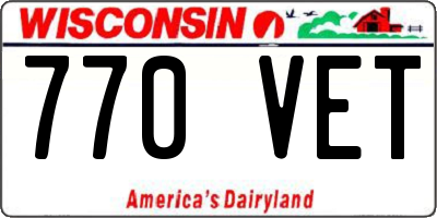 WI license plate 770VET