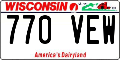 WI license plate 770VEW