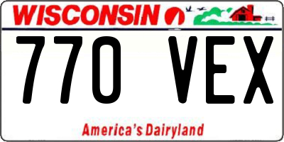 WI license plate 770VEX