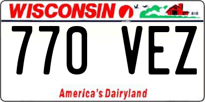 WI license plate 770VEZ