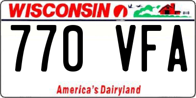 WI license plate 770VFA