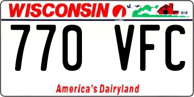 WI license plate 770VFC
