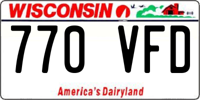 WI license plate 770VFD