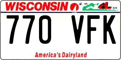 WI license plate 770VFK